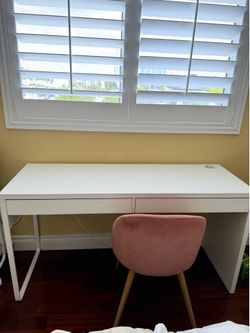 Desk, white + chair