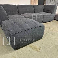 Sectional Sofa Grey Chenille 4 Segments NEW