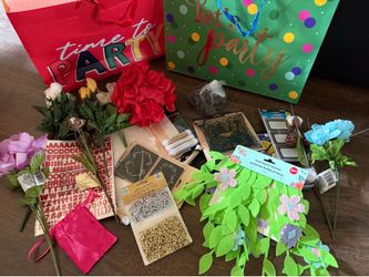 Two large party bags and craft supplies