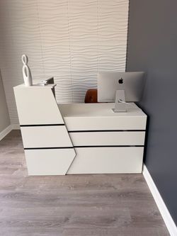 Modern White Reception Desk with Drawers