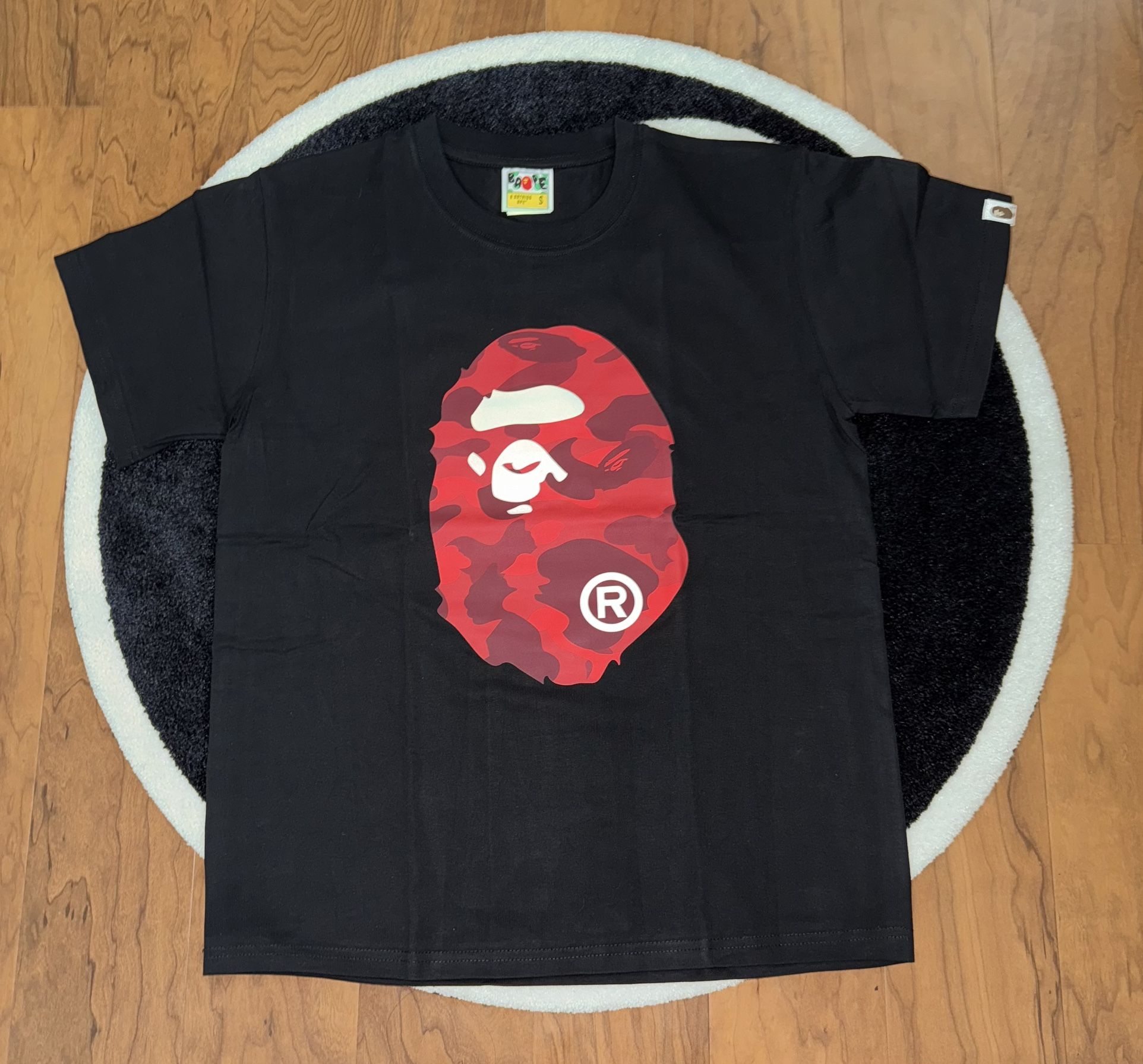 BAPE BASIC BLACK TEE RED APE