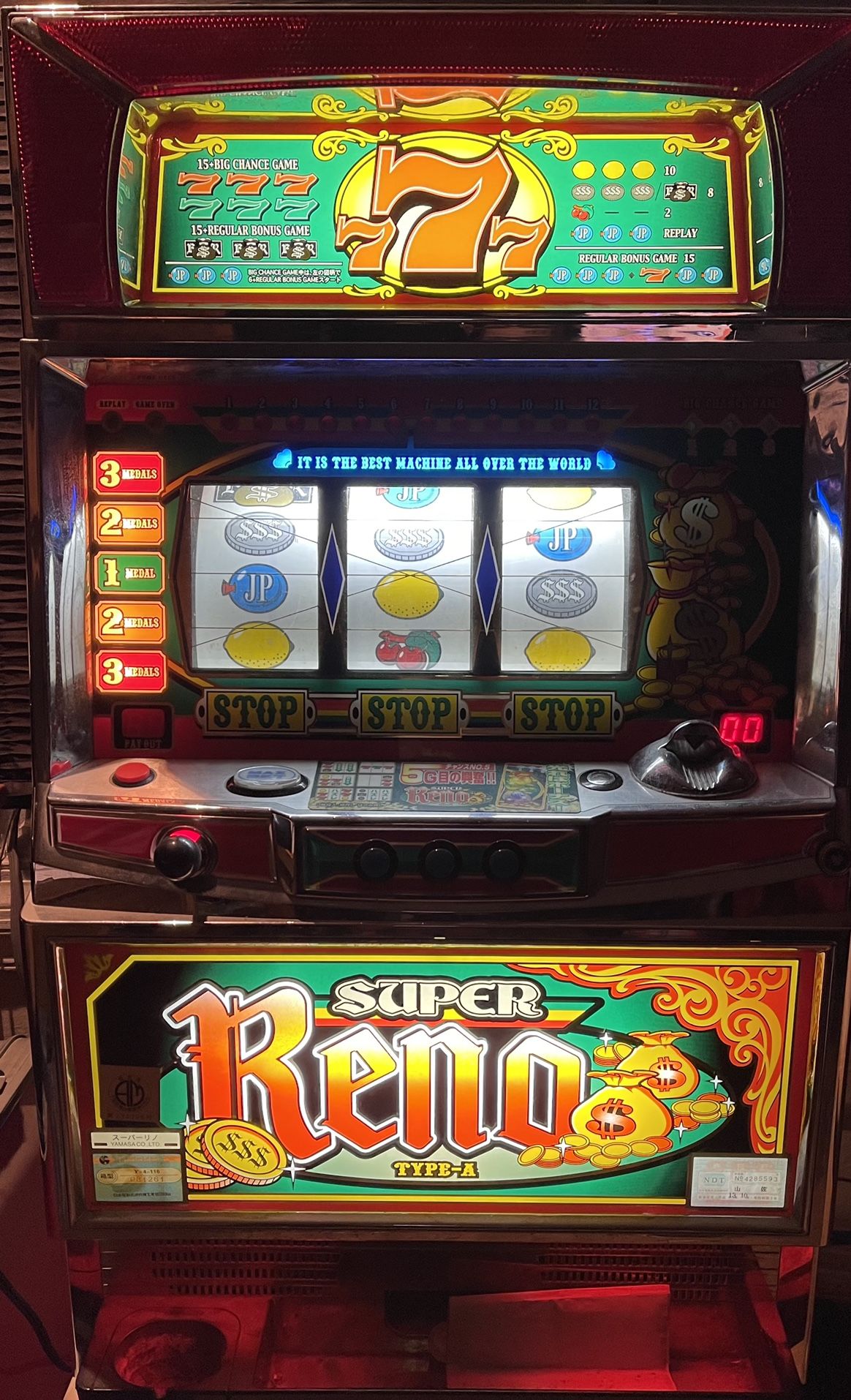Real Triple 7 Super Reno Type A Slot Machine for Sale in Trenton