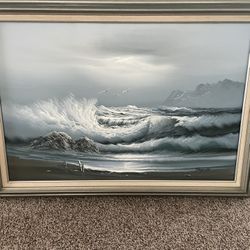 🌊 Framed Ocean Wave Painting – Signed by Artist Taylor 