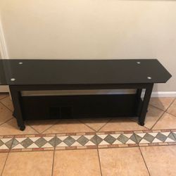 Contemporary Black TV Stand Console Table with Shelves & Wheels