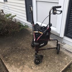 Nice Fold Up Three Wheel Walker With Hand Brakes Only $30