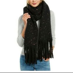 DKNY Designer Pop-Neon Speckled Scarf Black