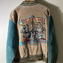 VTG 90’S DISNEY HOLLYWOOD ANIMATION SUEDE BUTTON UP EMBROIDERED JACKET SIZE XL 