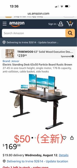 Jenvor Electric Standing Desk 63x30 Rustic Brown