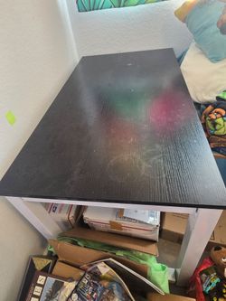 Black Wood Top Aluminum Frame Table