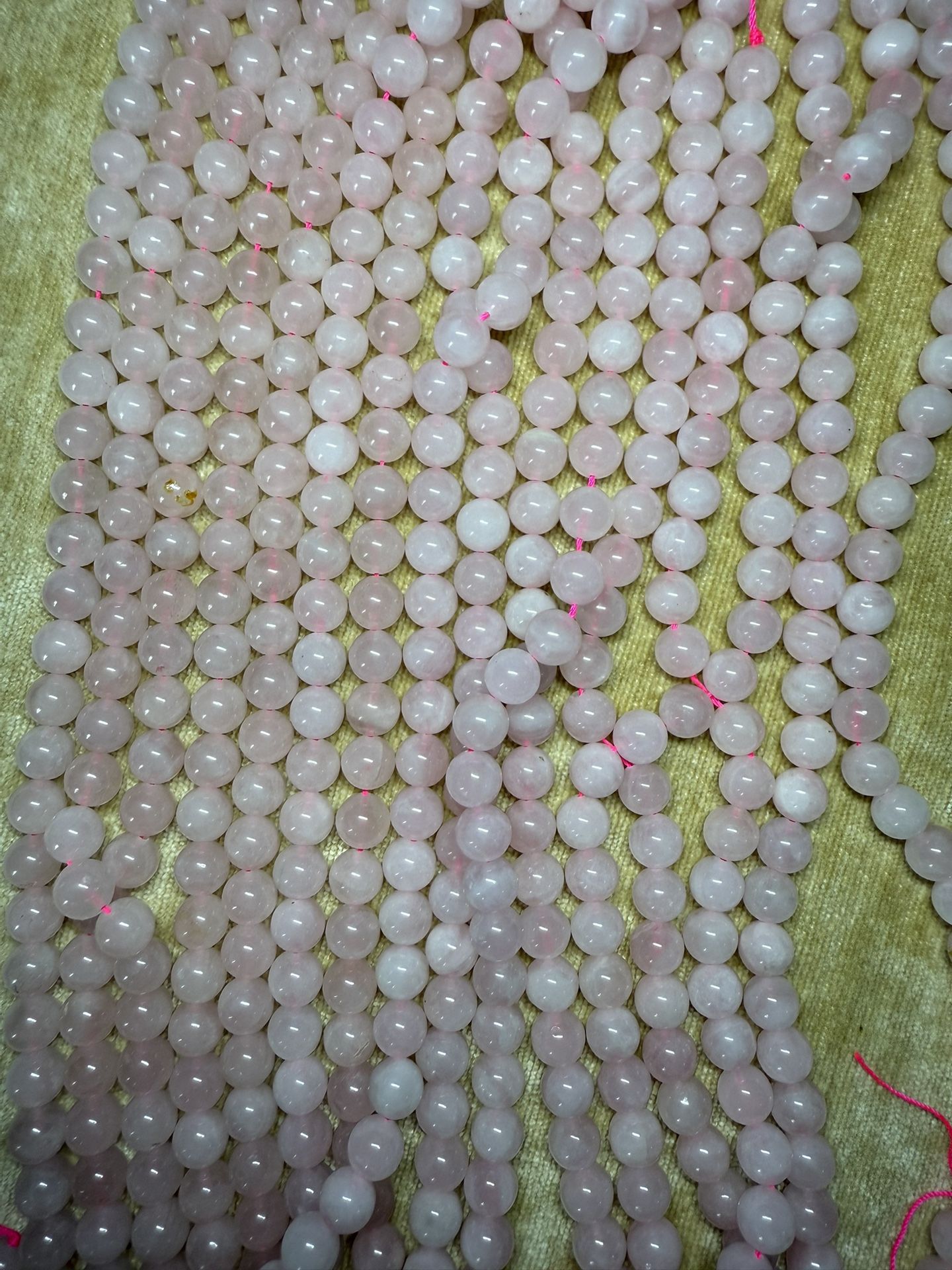 5 15” strands pink rose, quartz, 10mm gemstones round beads natural