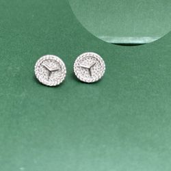Moissanite Silver/Gold Dipped Mercedez Benz Earrings!!