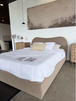 CB2 Style Bed Frame — Hidden Storage + Upholstered Design