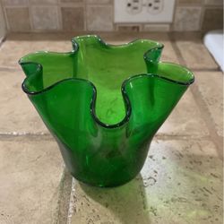 Green Vintage Blown Glass Vase