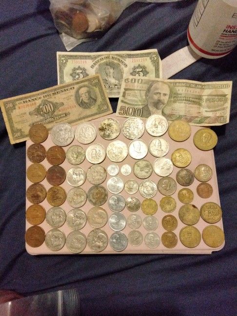 Mexican Coins And Dollars