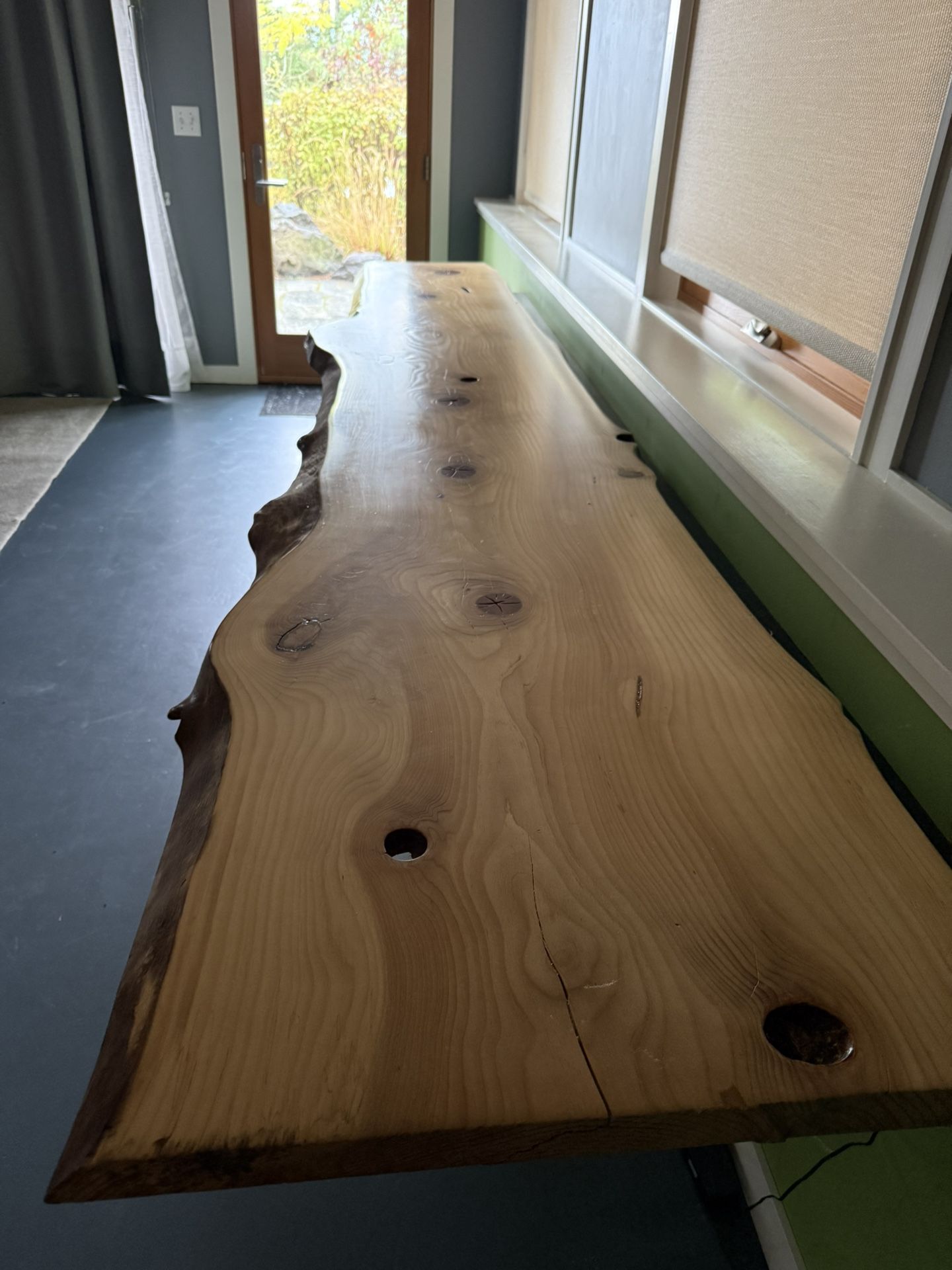 11 Foot Solid Wood Live Edge Countertop Slab With Mounting Hardware