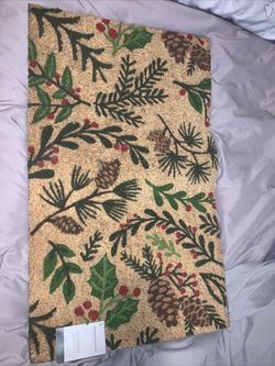 NWT Threshold Winter Coir Doormat With Holly And Pinecones 18”x30” Rectangle