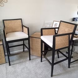 Pottery Barn Rattan Design SET OF 2 STOOLS