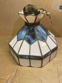 Vintage Tiffany Style Stained Glass Swag Hanging Ceiling Light Lamp 14.5”