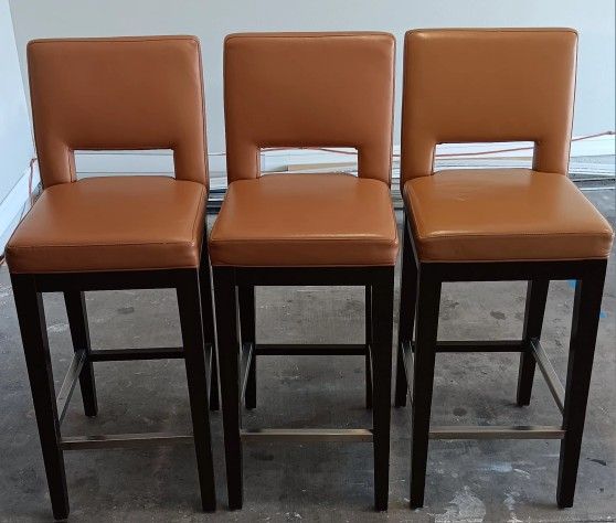 Modern Upholstered Wood Stools with Back