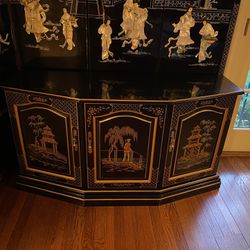 Oriental Cabinet With 3 Doors- Black