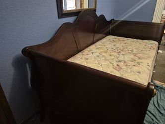 Dark Wood Sleigh Bed Frame