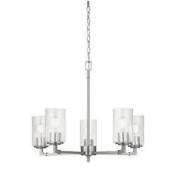 Chandelier Helenwood 5-Light Brushed Nickel  with Clear Seeded Glass