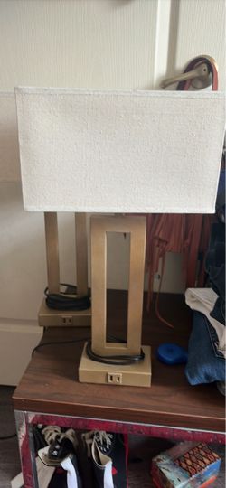 Gold Table Lamp with USB Outlets