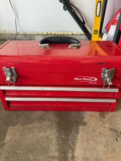 Used tool box and wrenches