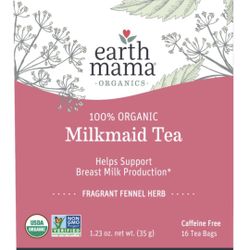 Earth Mama Organic Milkmaid Tea, Lactation Tea for Moms, 100% ORGANIC Herbal Tea Without Caffeine, 16 bags