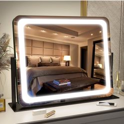 Espejo FENNIO Vanity Mirror with Lights 22"x19",LED Lighted Makeup Mirror,Large Makeup Mirror with Lights,Touch Screen with 3-Color Lighting,Led Mirro