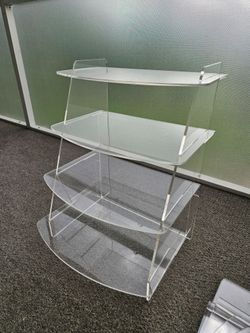4-Tier Clear ACRYLIC Spiral Stairway Display Stand Half Moon Cupcake Tower Rack Jewelry Store Case