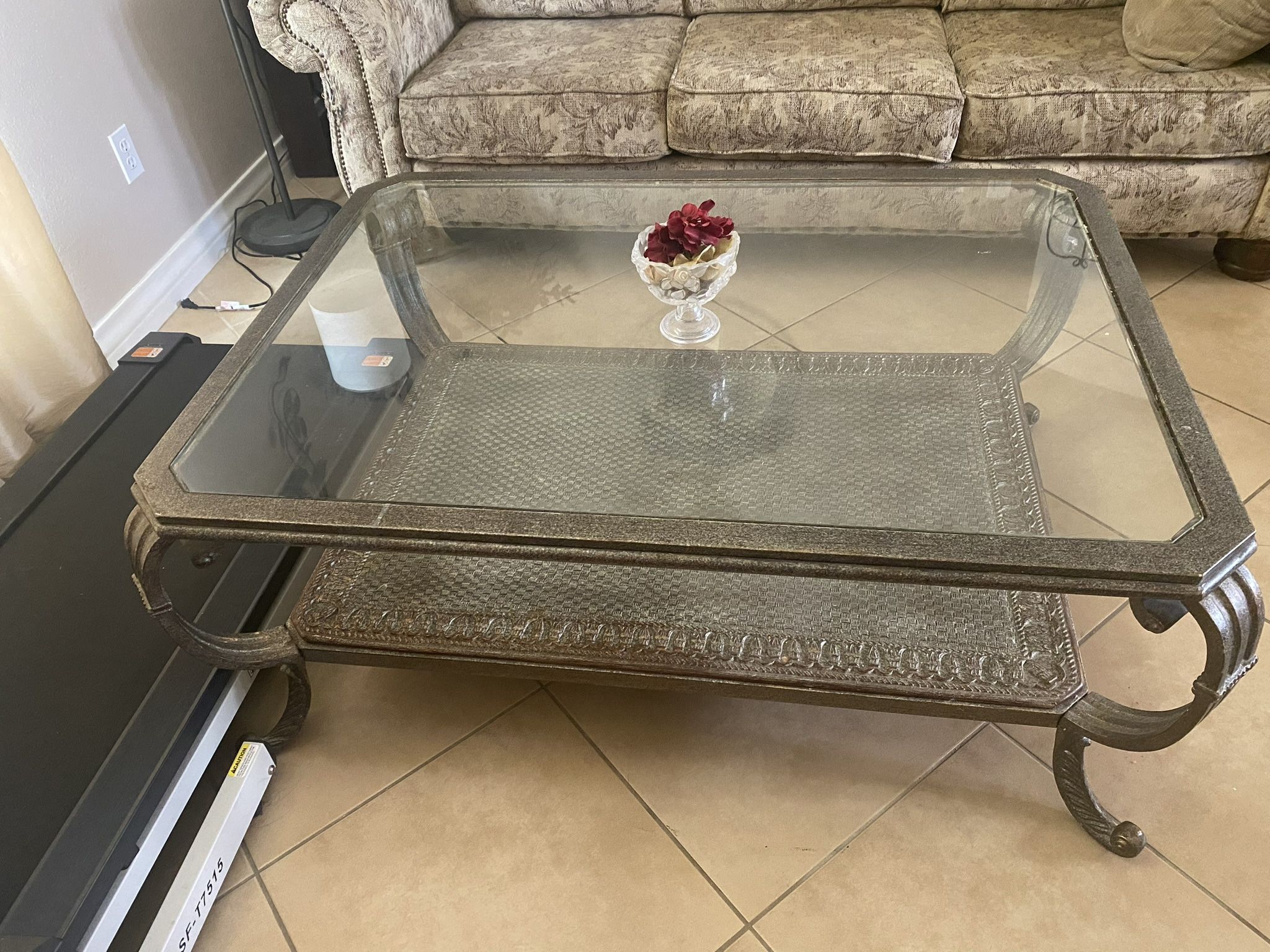 Glass Top Coffee Table with Metal Frame