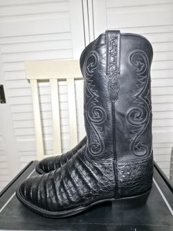 Lucchese Jones GY Ultra Caiman Cowboy Boots Black Men's Size 12 EE