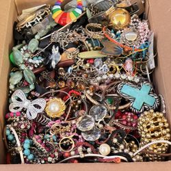 Vintage To Now Costume Jewelry Craft Repair Box 8-10 lbs 
