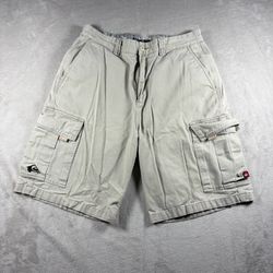 Vintage Quiksilver Men’s Size 34 Beige Cargo Shorts Baggy Skate Surf Y2K #1976