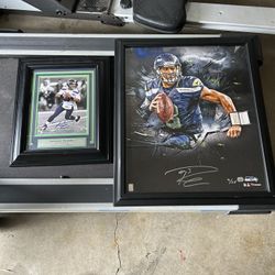 2 Limited Edition Russel Wilson Seahawks Autographed Wall Pieces In Great Shape