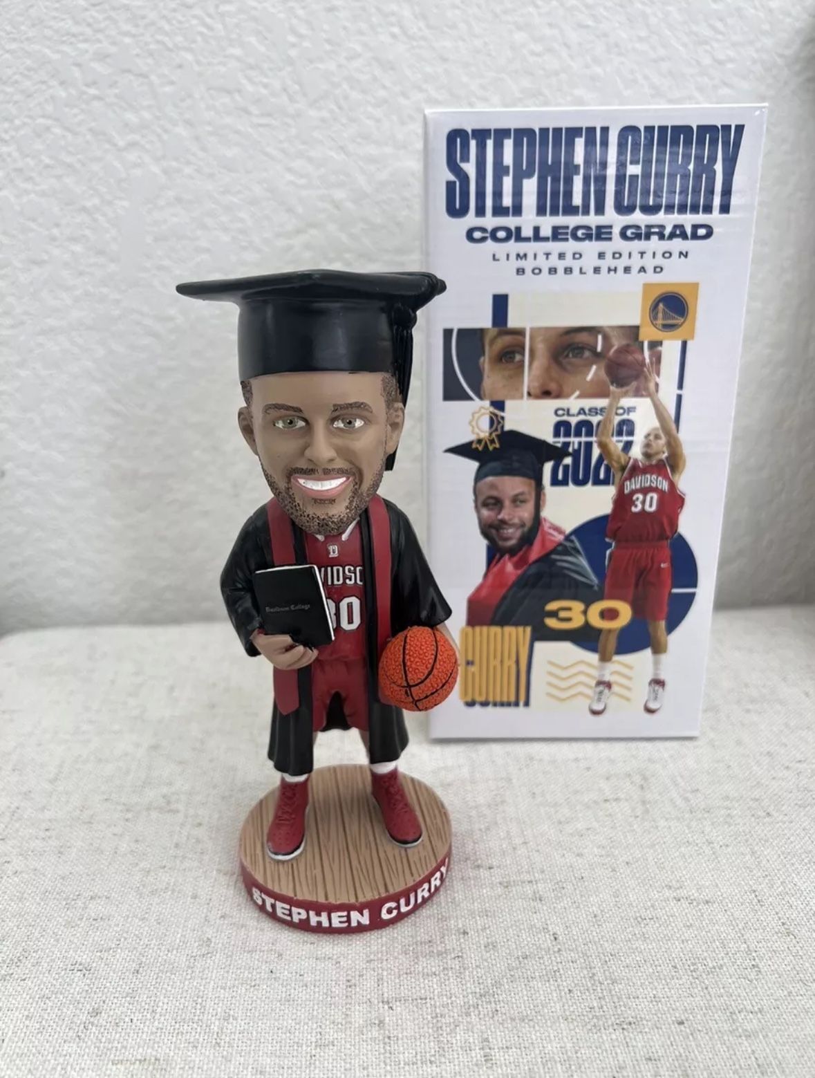 Golden State Warriors Steph Curry Davidson College Grad 10/18/23 Bobblehead New