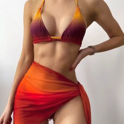 Triangle Bikini Set & Beach Skirt