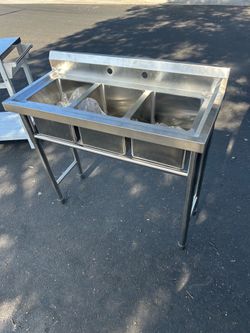 Brand new three basin utility stainless steel commercial sink for $140