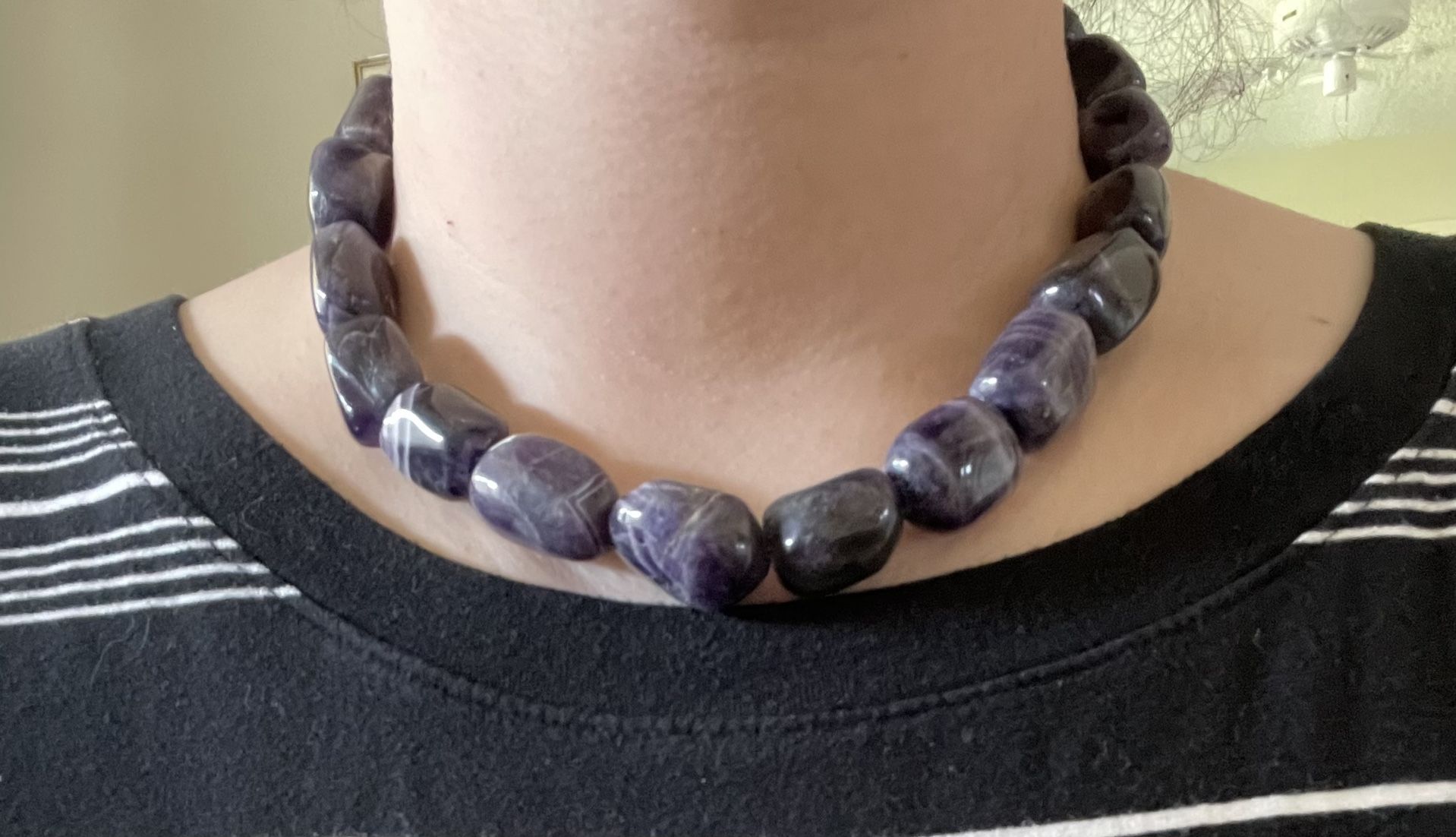 Tumbled Heavy Purple Gem Choker Necklace