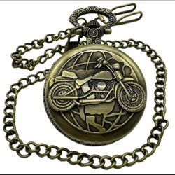 Invicta Bronze Motorcycle Pocket Watch with Chain