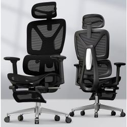 FLEXISPOT ErgoX Premium Ergonomic Office Chair with Footrest- Adjustable 3D Armrests, Dynamic Lumbar Support, Recline & Tilt Function, Mesh Seat, for 