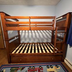 Twin Bunk Bed With Large Storage Drawer Underneath