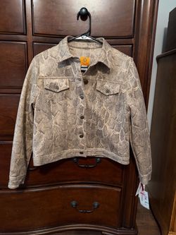 Ruby Rd. Snakeskin Print Button-Up Jacket