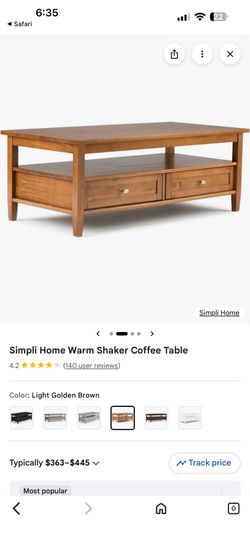 Shaker coffee table golden brown..
