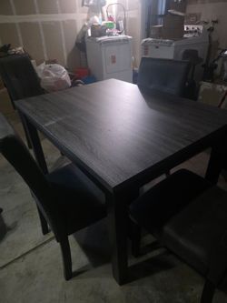 5-Piece Dark Wood Dining Set with 4 Chairs