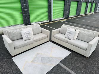 FREE DELIVERY AND INSTALLATION - Modern 2-Piece Sofa Set – Two 2-Large-Seater Couches – Light Gray