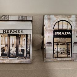 Designer Fashion Wall Art – Hermès & Prada Canvas Set (2)