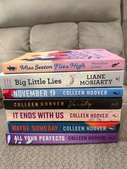 7 Book Bundle: Colleen Hoover , Big Little Lies, and Miss Seeton Flies High