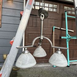 Light Fixture Chandelier Three Bulb Brushed Nickel Frosted